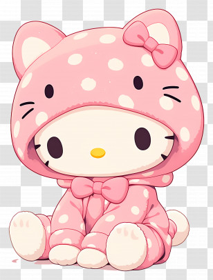 Hello Kitty In Pyjama - Hello Kitty In Polka Dots Transparent PNG