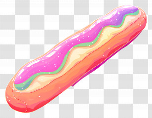 Baguette - Colorful Glazed Donut In Cartoon Style Transparent PNG