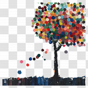 Oil Painting - Abstract Colorful Tree Illustration Transparent PNG