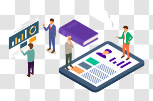 Icon - Digital Workspace Illustration With Figures And Devices Transparent PNG