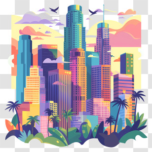 Los Angeles - Vibrant City Skyline With Urban Buildings Transparent PNG