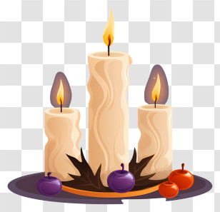 Funeral Candles - Candles With Berries And Leaf Decorations Transparent PNG
