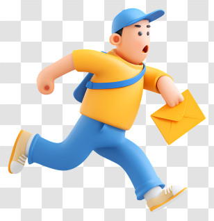 Man Getting Afraid - Running Cartoon Man With Envelope Transparent PNG