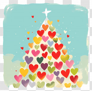 Whimsical Christmas Tree - Heart-shaped Christmas Tree Illustration Transparent PNG