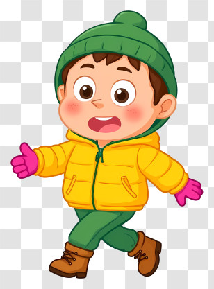 Surprised Little Girl - Child In Winter Clothes Walking Transparent PNG