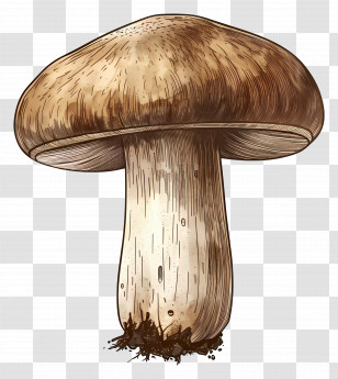 Boletus Mushroom - Realistic Brown Mushroom Drawing Transparent PNG