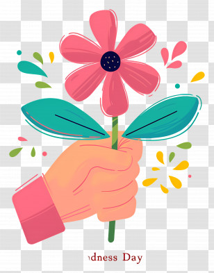 World Kindness Day - Hand Holding A Flower For Kindness Day Transparent PNG