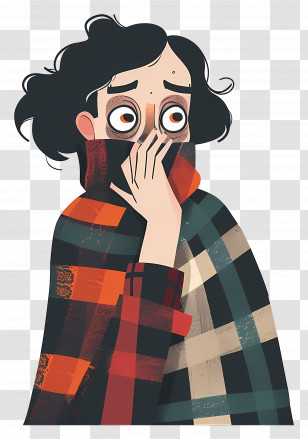 Scared Woman - Worried Person Wrapped In Blanket Transparent PNG