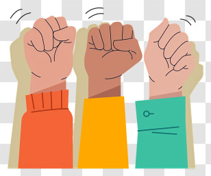 Protest - Raised Fists Illustration Symbolizing Unity Transparent PNG