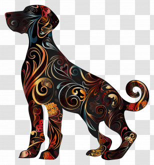 Dog Silhouette - Dog Illustration With Ornamental Patterns Transparent PNG