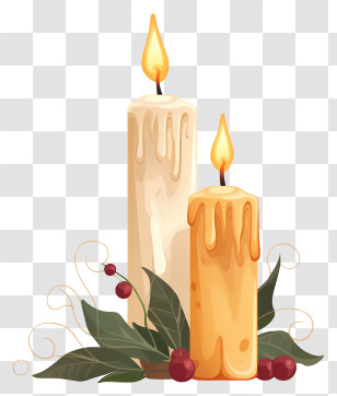 Candle - Burning Candles With Decorative Elements Transparent PNG