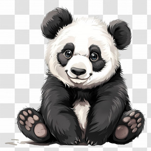 Panda - Cute Black-and-White Panda Illustration Transparent PNG