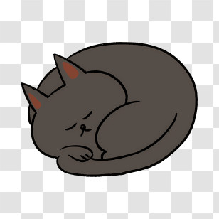 Cartoon - Gray Sleeping Cat Illustration Transparent PNG