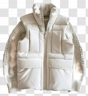 Winter Coat - White Padded Vest For Winter Wear Transparent PNG