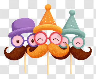 Birthday Photo Booth Prop - Colorful Party Props With Hats And Mustaches Transparent PNG