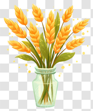 Wheat In A Glass Vase - Golden Wheat Bouquet In Jar Transparent PNG
