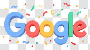 Google Logo With Confetti - Colorful Google Logo With Confetti Transparent PNG