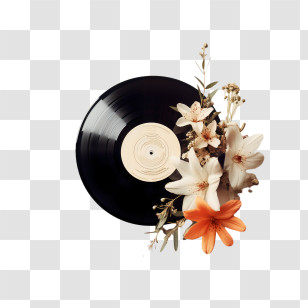 National Vinyl Record Day - Vinyl Record With Flowers Transparent PNG