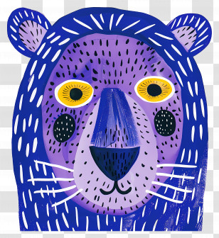 Blue Lion - Purple Bear With Yellow Eyes Transparent PNG