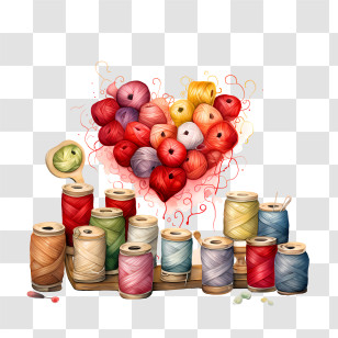 I Love Yarn Day - Colorful Spools Of Thread Transparent PNG