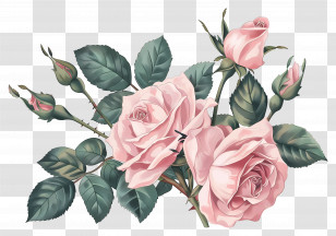 Vintage Roses - Beautiful Pink Roses Bouquet Transparent PNG