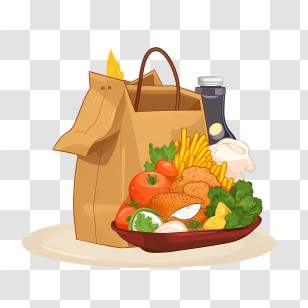 Food Delivery Bag - Paper Bag Filled With Fast Food Transparent PNG
