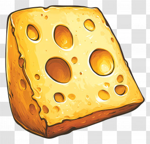 Cheese - Yellow Swiss Cheese With Holes Transparent PNG