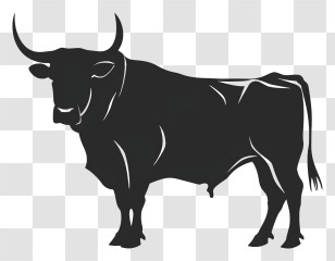 Bull Silhouette - Black Bull Silhouette In Dynamic Pose Transparent PNG