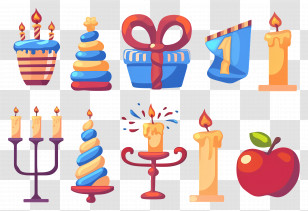 Hanukkah Decoration - Colorful Birthday Candles And Festive Decorations Transparent PNG