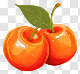 Ripe Orange - Bright Red Cherry Illustration Transparent PNG