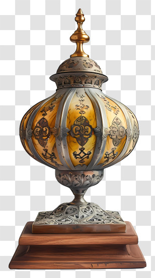 Islamic Lamp - Ornate Golden Lamp With Decorative Patterns Transparent PNG