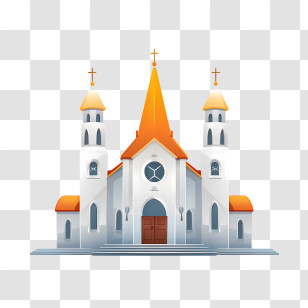 Church - Beautiful Church With Twin Towers Transparent PNG