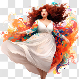 National Curves Day - Artistic Woman In White Dress With Colorful Background Transparent PNG