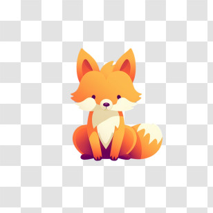 Cute Fox
 - Warm-toned Cute Sitting Fox Cartoon Transparent PNG