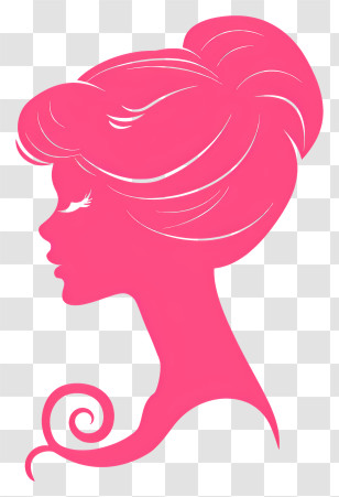 Pink Barbie Head Silhouette - Elegant Pink Silhouette Of Woman Transparent PNG
