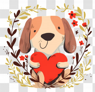 Dog Heart - Cute Dog Holding A Heart Transparent PNG