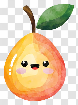 Peach Illustration - Cartoon Pear With A Happy Expression Transparent PNG