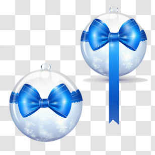 Christmas Balls - Blue Bow Christmas Ornaments Transparent PNG