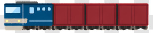 Icon - Blue Train With Red Cargo Cars Transparent PNG