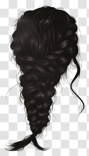 Braided Hair Wig - Black Braided Hair Design Transparent PNG