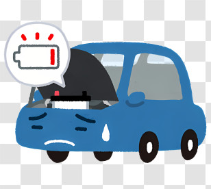 Car Car With Open Hood Blue Car Battery Compartment Small Hatchback Transparent PNG