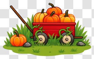 Pumpkin Wagon - Harvest Wagon With Pumpkins Transparent PNG