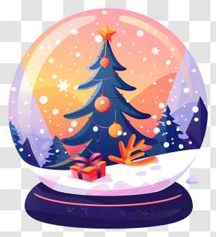 Christmas Glass Ball - Christmas Snow Globe With Tree Transparent PNG