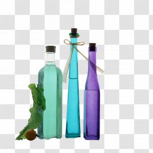 Glass Bottle - Plastic - Transparent Colored Transparent PNG