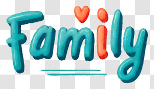 Family Logo - Teal Family Script Word Transparent PNG