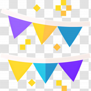 Pennant Bunting - Yellow And Blue Festival Bunting Flags Transparent PNG