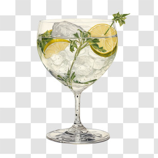 National Anisette Day - Refreshing Lemon Drink With Ice In Elegant Glass Transparent PNG