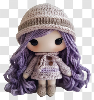 Amigurumi Doll - Handmade Crocheted Doll With Cute Purple Hair Transparent PNG