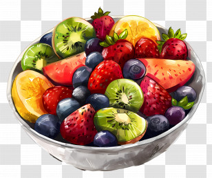 Fruit Salad - Colorful Bowl Of Fresh Fruits Transparent PNG