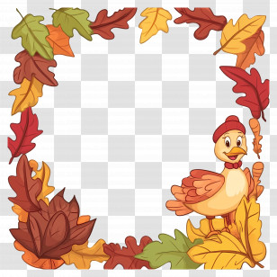 Thanksgiving - Autumn Leaves Frame With Duck Transparent PNG